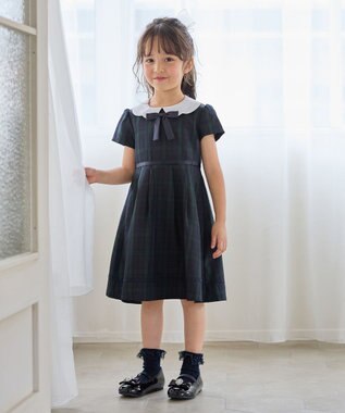 ANY KIDS 【2点セット】ノーカラー ボレロジャケット+襟付き ワンピース ブラックウォッチ