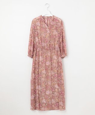 自由区 【速乾性・放湿性・防シワ性】サラサプリント ワンピース ブラウン系5