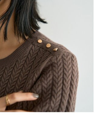 YECCA VECCA 金釦ミニケーブルニット Charcoal Gray