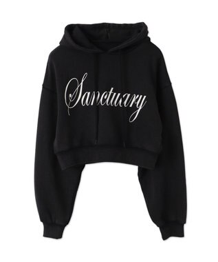 WEGO エンジェルプリントショートプルパーカー ブラック