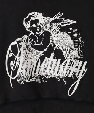 WEGO エンジェルプリントショートプルパーカー ブラック