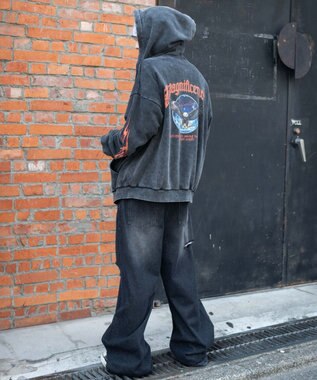 WEGO 【ユニセックス着用ITEM/MLサイズ展開】パウダーブリーチグラフィックZIPパーカー 柄1