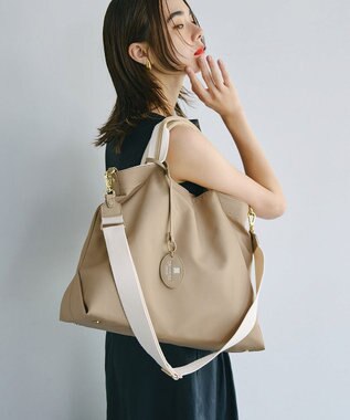 TOPKAPI 【TREASURE TOPKAPI】ストライプハンドル ナイロン 2way トートバッグ A4対応 ライトベージュ