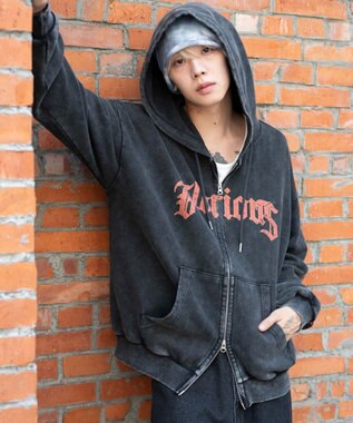 WEGO 【ユニセックス着用ITEM/MLサイズ展開】パウダーブリーチグラフィックZIPパーカー 柄1