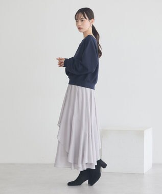 earth music&ecology ショート丈ワンポイント刺繍オフショルスウェット Navy