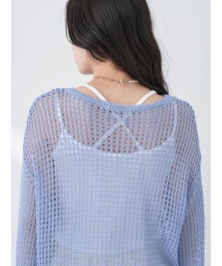 earth music&ecology レーシーニットプルオーバー Blue