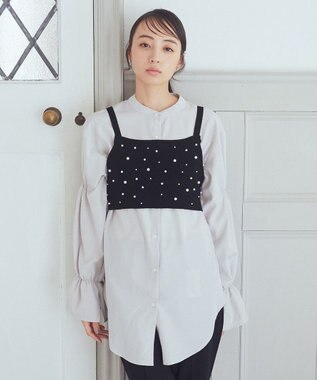 earth music&ecology ＳＥＴ２点パールビスチェ＋シャツ Black