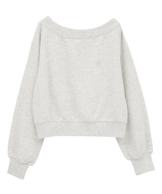 earth music&ecology ショート丈ワンポイント刺繍オフショルスウェット Oatmeal