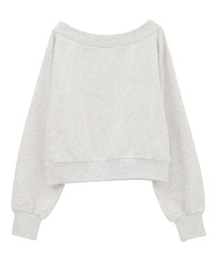 earth music&ecology ショート丈ワンポイント刺繍オフショルスウェット Oatmeal
