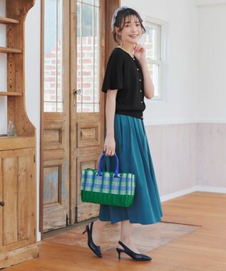 Tiaclasse 【軽撥水・汚れ防止】ランダムタックロングスカート グリーン