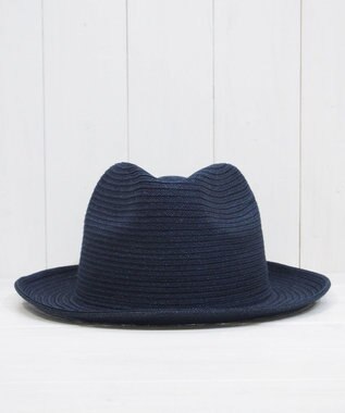 石田製帽 【UNISEX】インディゴ染め和紙ブレード 中折れ ソフトハット ネイビー