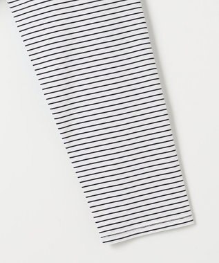 J.PRESS LADIES ベーシックジャージーシャツテール ボーダー カットソー オフ×ネイビー系