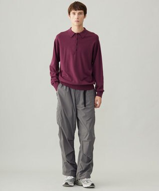 UNFILO MENS ライトウォーム ニットポロ ボルドー