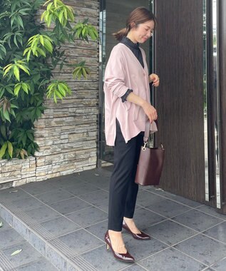 UNFILO スタイルアップニット カーディガン ローズ系