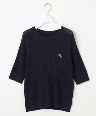 ANY SIS S ケーブルニット プルオーバー ネイビー
