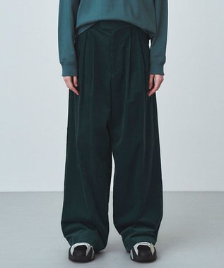 COTTON CASHMERE CORDUROY | ワイドパンツ, GREEN, 01