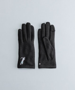 ORuKuBET おひるねねこ刺繍ジャージグローブ(WOMEN)【タッチパネル対応】 ブラック