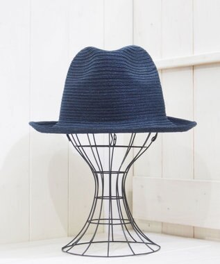 石田製帽 【UNISEX】インディゴ染め和紙ブレード 中折れ ソフトハット ネイビー