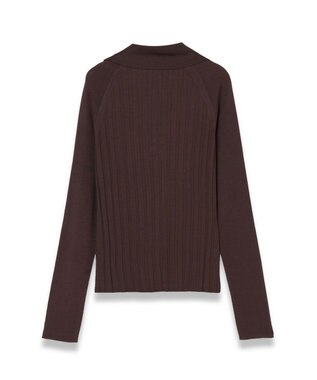 JOSEPH 【洗える】サティニーリブ　ロングスリーブポロニット Ebony