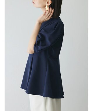 Green Parks AnriettMusee パフスリーブペプラムブラウス Dark Navy