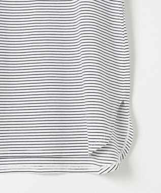 J.PRESS LADIES ベーシックジャージーシャツテール ボーダー カットソー オフ×ネイビー系