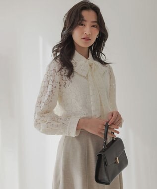 組曲 S 【WEB限定】フラワーラッセルレースシャツライク ブラウス ホワイト系