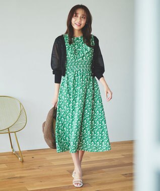 Feroux 【美人百花7月号掲載】フラワープリント ワンピース グリーン系9