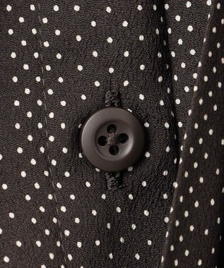 J.PRESS LADIES S 【洗える】ドットデシンプリント ボウタイ バンドカラー ブラウス ダークブラウン系