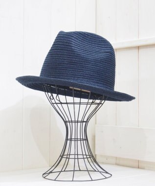 石田製帽 【UNISEX】インディゴ染め和紙ブレード 中折れ ソフトハット ネイビー