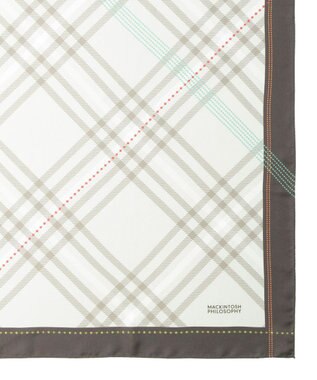 MOONBAT MACKINTOSH PHILOSOPHY(マッキントッシュ フィロソフィー）シルクスカーフ チェック 88×88㎝ 日本製 ベージュ