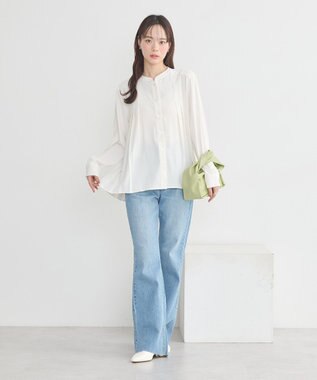 earth music&ecology バックプリーツブラウス Off White