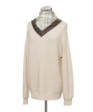 MOONBAT MACKINTOSH PHILOSOPHY(マッキントッシュ フィロソフィー）シルクスカーフ チェック 88×88㎝ 日本製 ベージュ