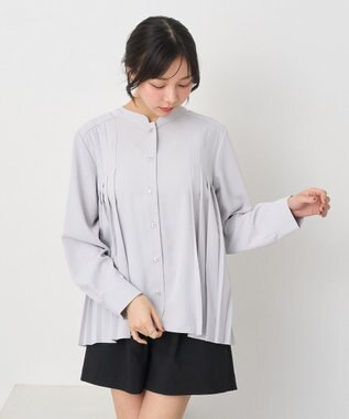 earth music&ecology バックプリーツブラウス Light Gray