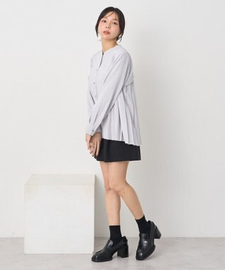 earth music&ecology バックプリーツブラウス Light Gray