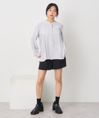 earth music&ecology バックプリーツブラウス Light Gray