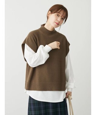 Green Parks ＳＥＴ２点モックネックカノコベスト＋ロンＴＥＥ Brown