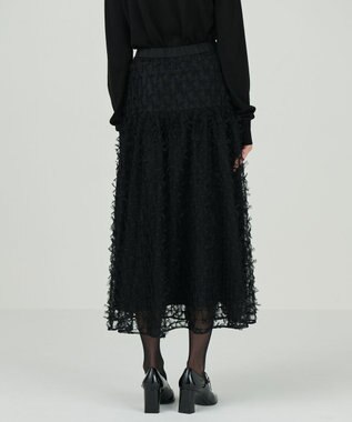 GRACE CONTINENTAL チュールリボン刺繍スカート ブラック