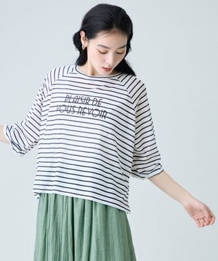 ANY シアークロップドプルオーバー オフ×ブラックボーダー