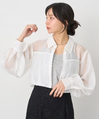 earth music&ecology バルーンシアーショートシャツ Off White