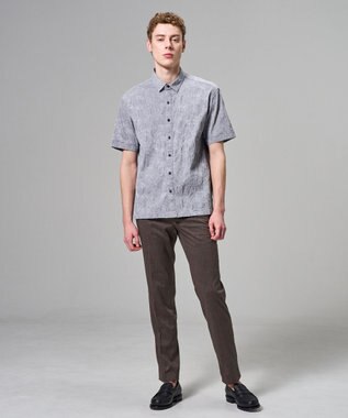 JOSEPH HOMME 【新型】アブストラクトジャガードストレッチ 　レギュラーカラー半袖シャツ ライトグレー系