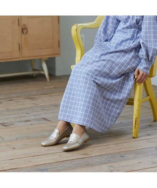 ing <ing>【WEB限定】レザーベルトローファー ゴールド