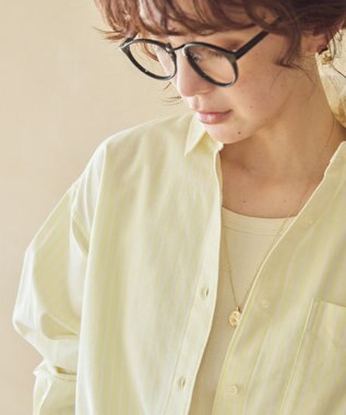 AMERICAN HOLIC ＵＶカットリサイクルコットンオックスシャツ Stripe Yellow