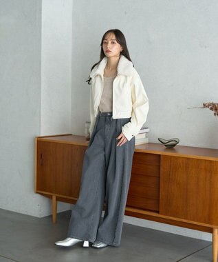 earth music&ecology タックホックデニムパンツ Light Gray