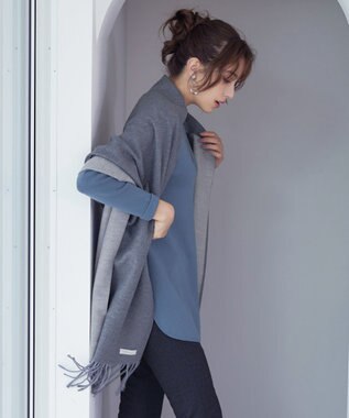 Tiaclasse 【洗える】リバーシブルデザイン大判マフラー グレー