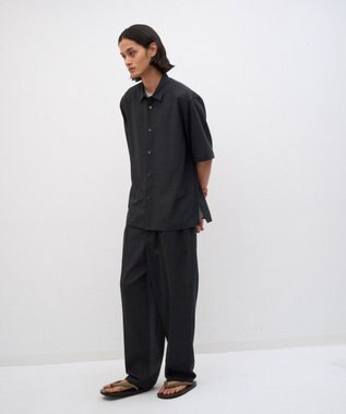 ATON TWIST WOOL GAUZE | ツータックイージーパンツ - UNISEX CHARCOAL GRAY