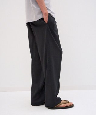 ATON TWIST WOOL GAUZE | ツータックイージーパンツ - UNISEX CHARCOAL GRAY