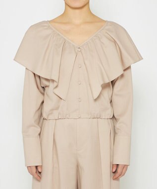 uncrave 【手洗い可】シャンブレー ラッフル ブラウス（uncrave WHITE） エクリュ