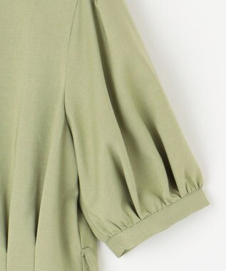 Feroux 【洗える】パフスリーブシャツ ワンピース グリーン系