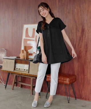 Tiaclasse 【UVカット・吸水速乾】 “きれい見え” バックフレアチュニック ブラック