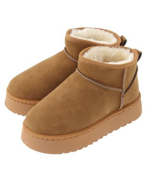 Green Parks ・minia フェイクムートンショートブーツ Camel